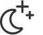 Icon of a crescent moon with two small stars and a plus sign.