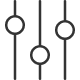 Icon of three vertical sliders with circular knobs representing adjustments or settings.