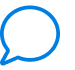 Blue speech bubble icon with a tail pointing downward.