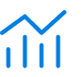 Blue line graph with an upward trend and three vertical bars indicating data points.