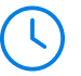 Blue analog clock showing the time as 3:00.