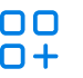 Four blue rounded square icons arranged in a grid with a plus sign in the bottom right square.