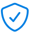 Blue shield icon with a checkmark inside representing security or protection.