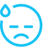 Blue outline of a worried or stressed face with a sweat drop on the forehead.