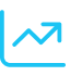 Blue line graph icon showing an upward trend with arrow pointing up and to the right.