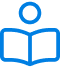 Blue icon of a person reading an open book.