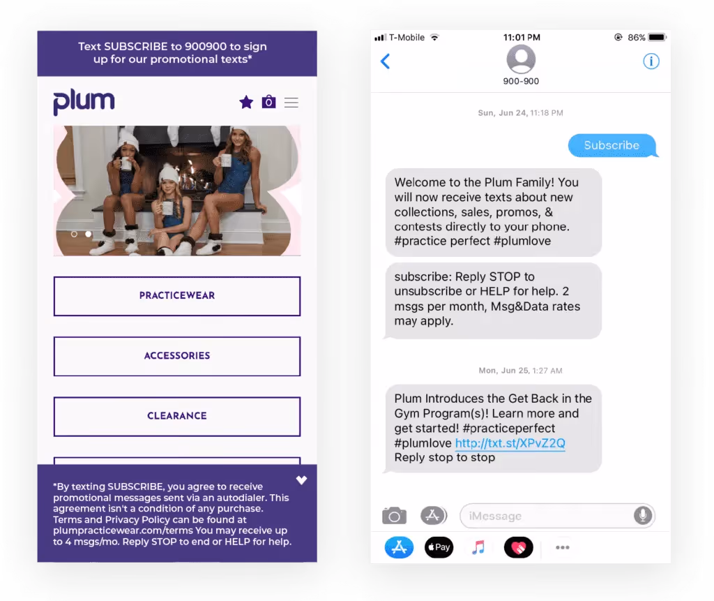 SMS marketing example