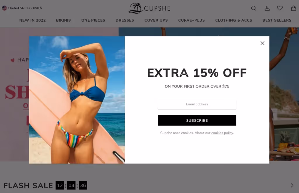 Example of bran providing discount to collect emails