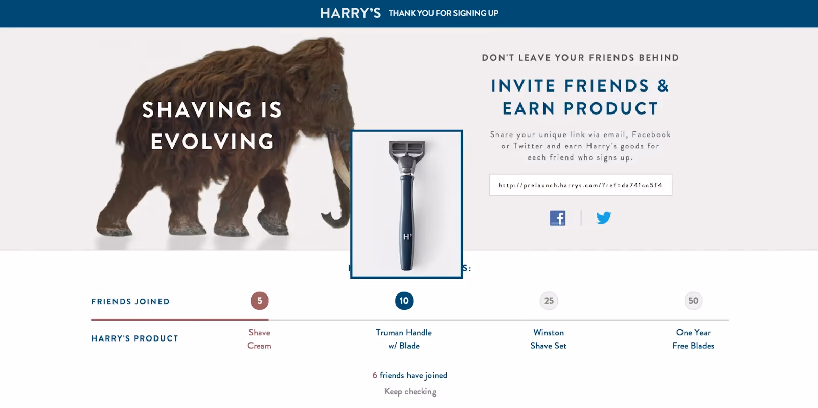Referral contest by Harry, a personal grooming brand for men