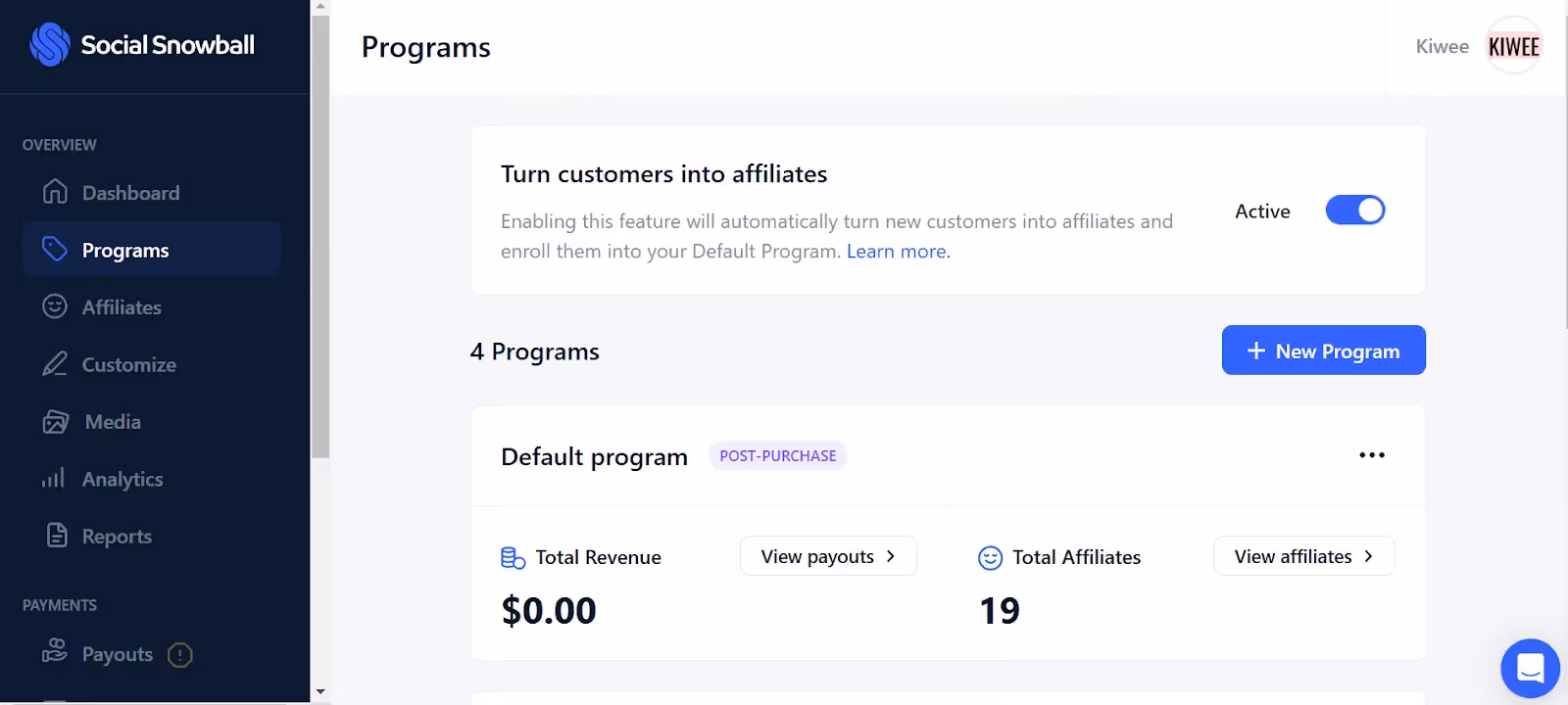 Turn customers into affiliates feature