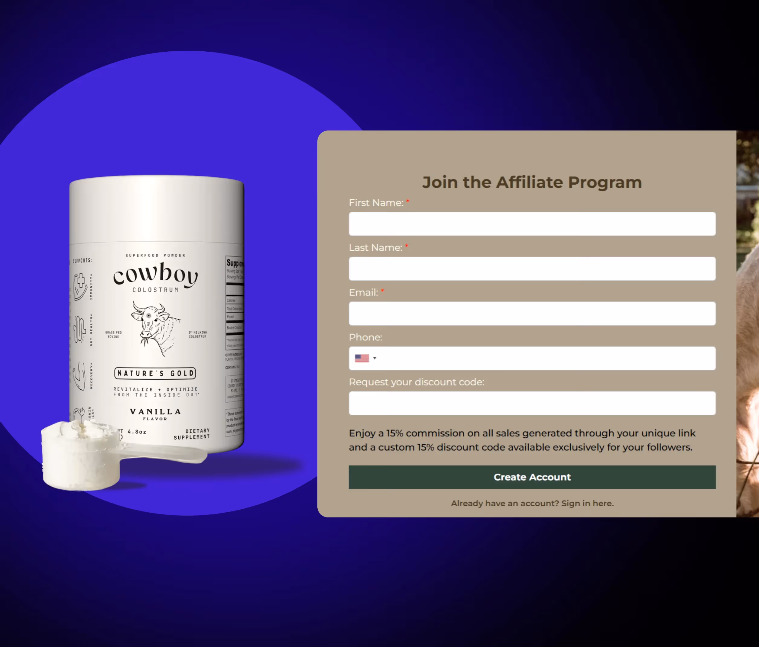 How Cowboy Colostrum Turns Word-of-Mouth Into Affiliate Revenue