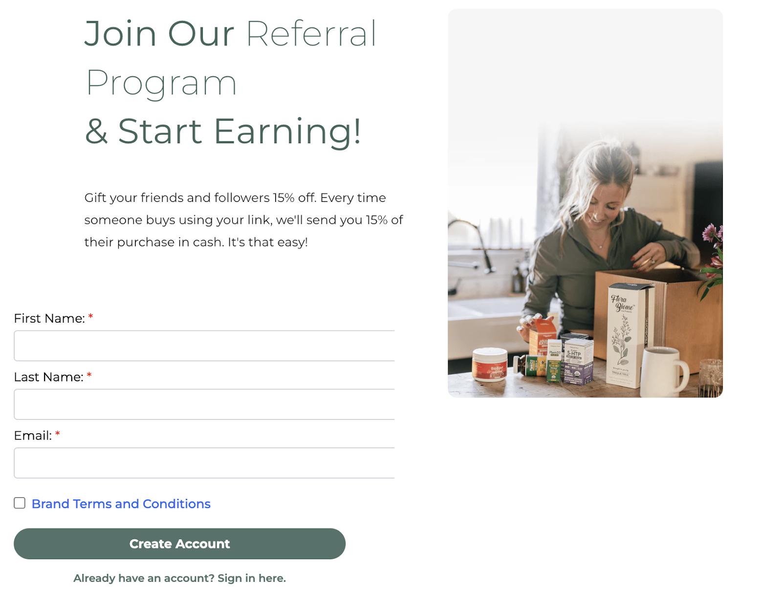 create a referral program triquetra health referral landing page
