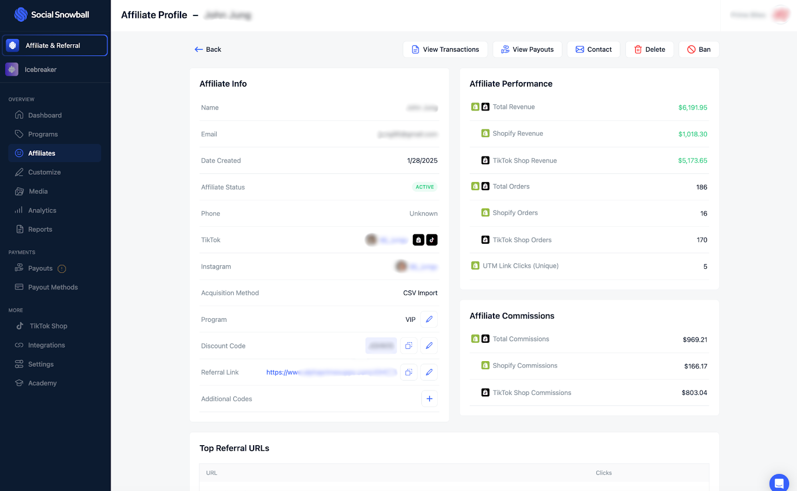 dashboard for affiliates