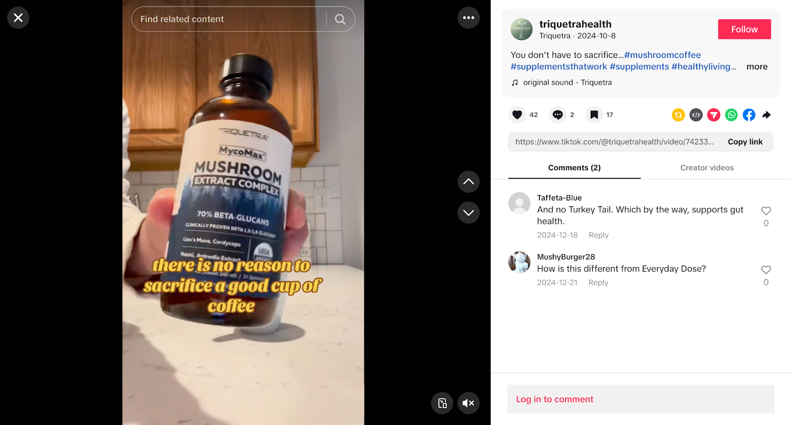 triquetra health tiktok affiliate content
