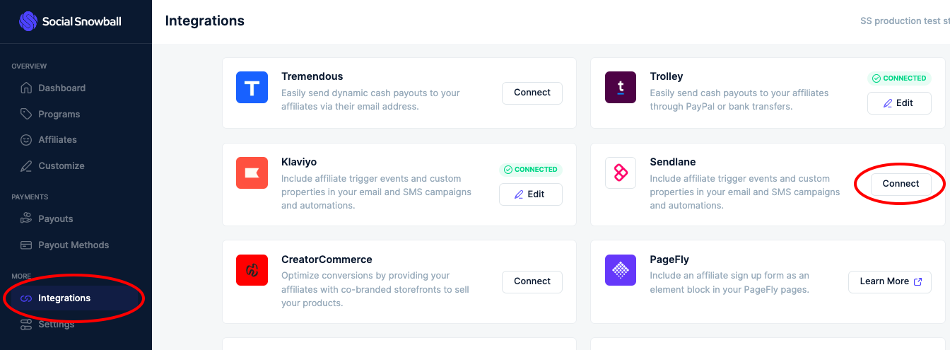 Social Snowball integrations with ecom tools
