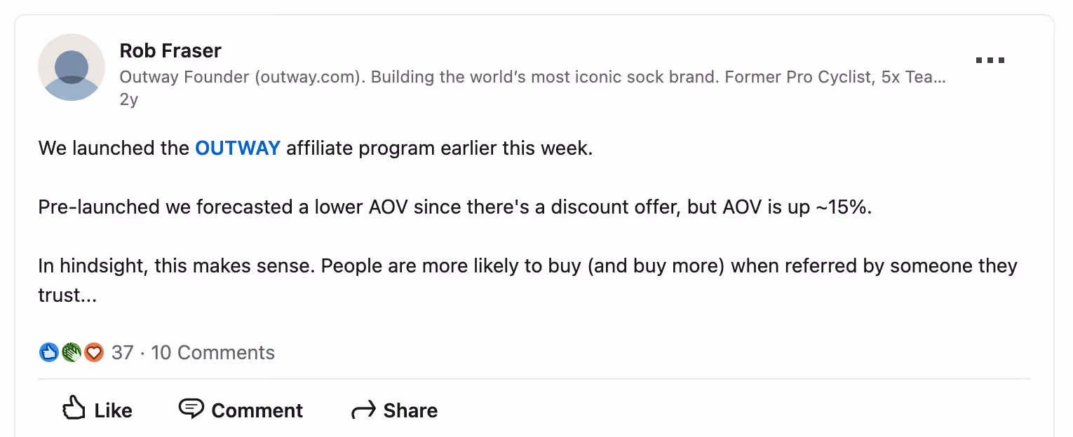 Rob Fraser on how their AOV increased by 15% after launching the affiliate program