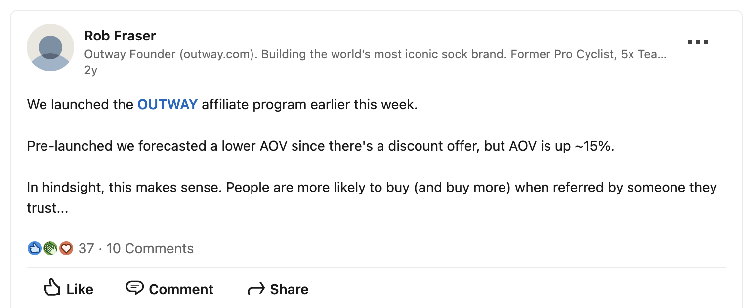 Rob Fraser on how their AOV increased by 15% after launching the affiliate program