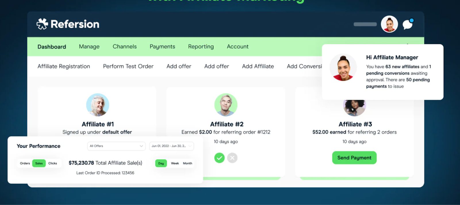 Refersion affiliate dashboard