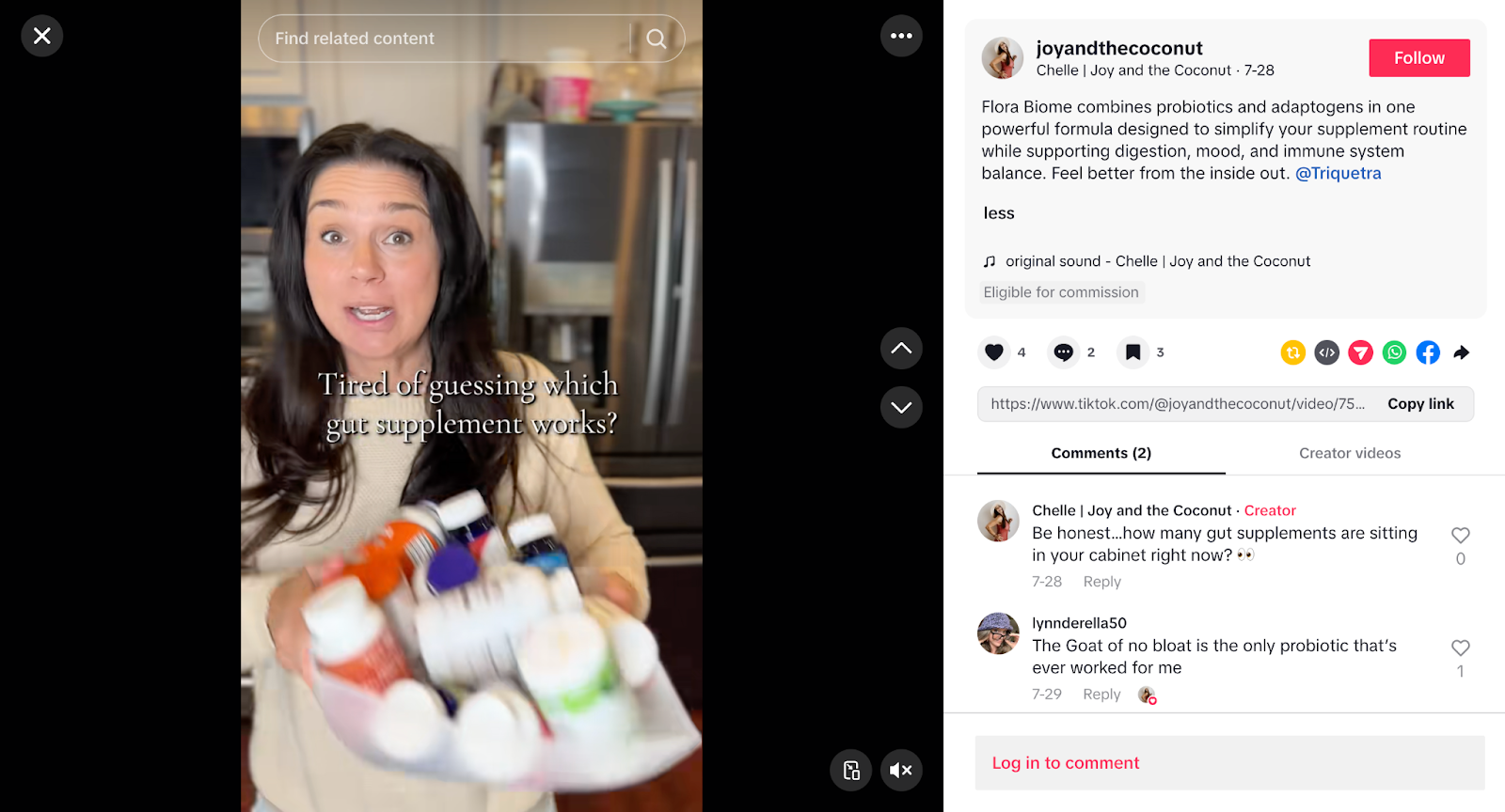 TikTok Shop affiliate program example for Triquetra Health