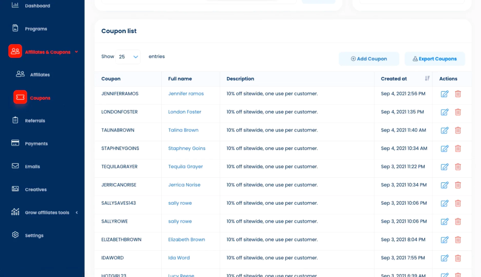Best affiliate tracking software UpPromote dashboard