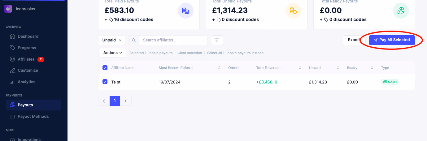 Payout affiliates on top through automated dashboards
