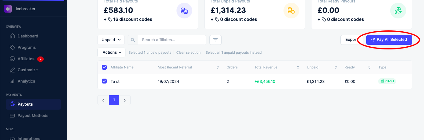 Payout affiliates on top through automated dashboards