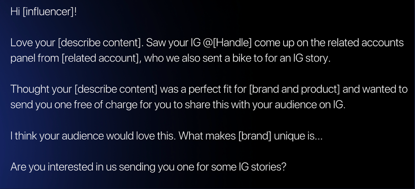 Outreach message to influencers and affiliates