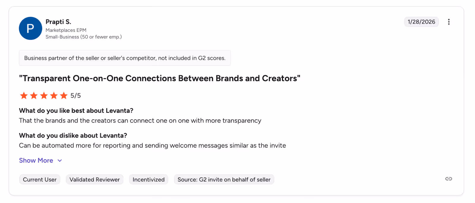 Review of Levanta as an affiliate management platform for ecommerce brands
