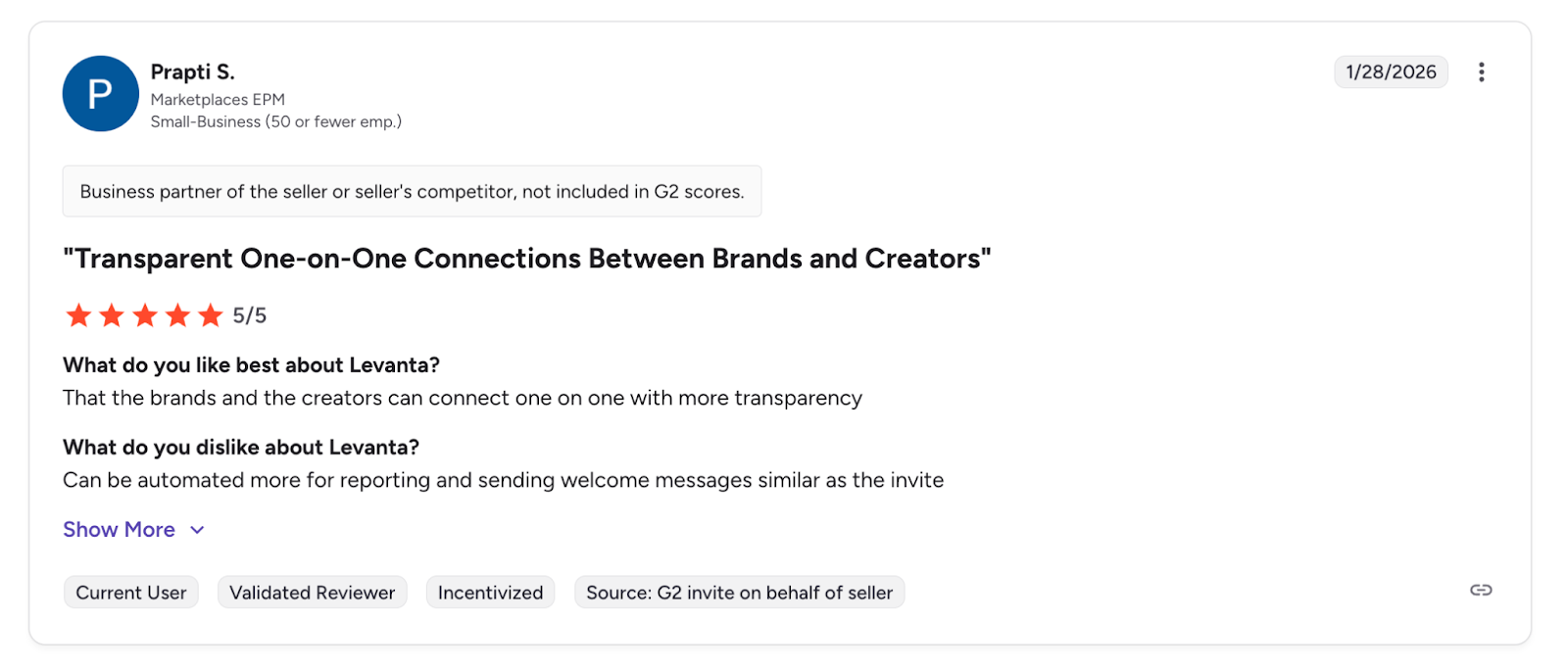 Review of Levanta as an affiliate management platform for ecommerce brands
