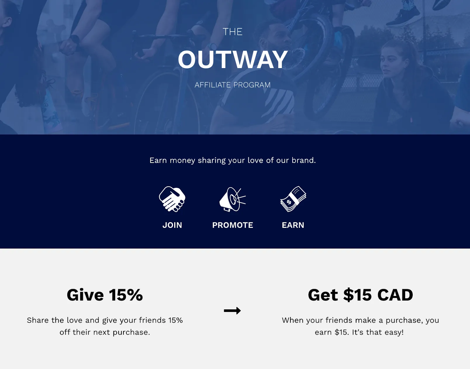 Customer referral program example from Outway