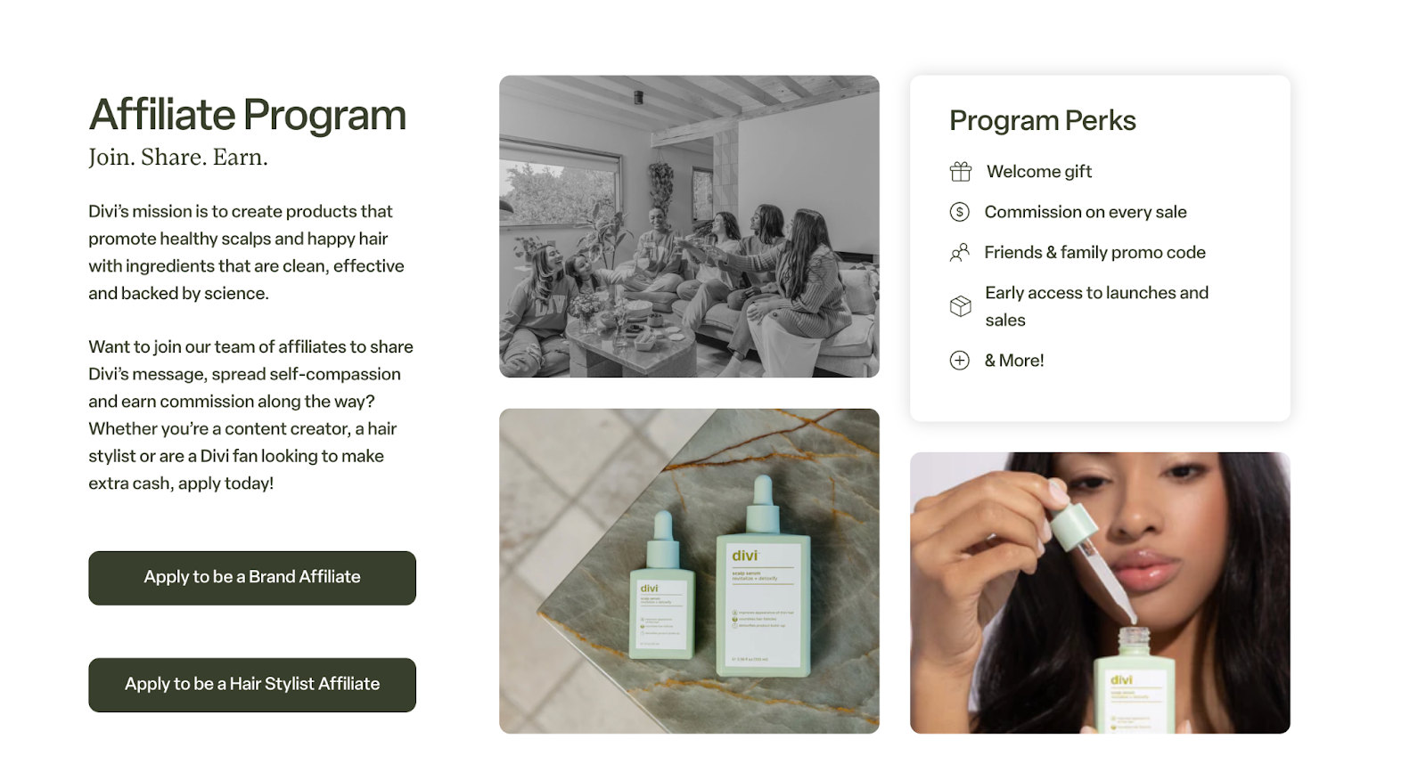 Divi's affiliate program details