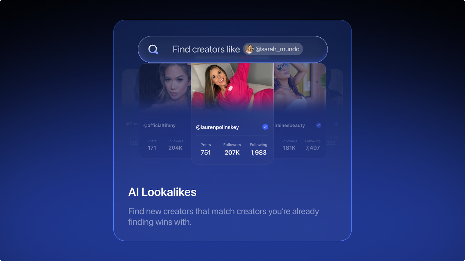 Creator Search by Social Snowball - Filters you can apply while searching for creators