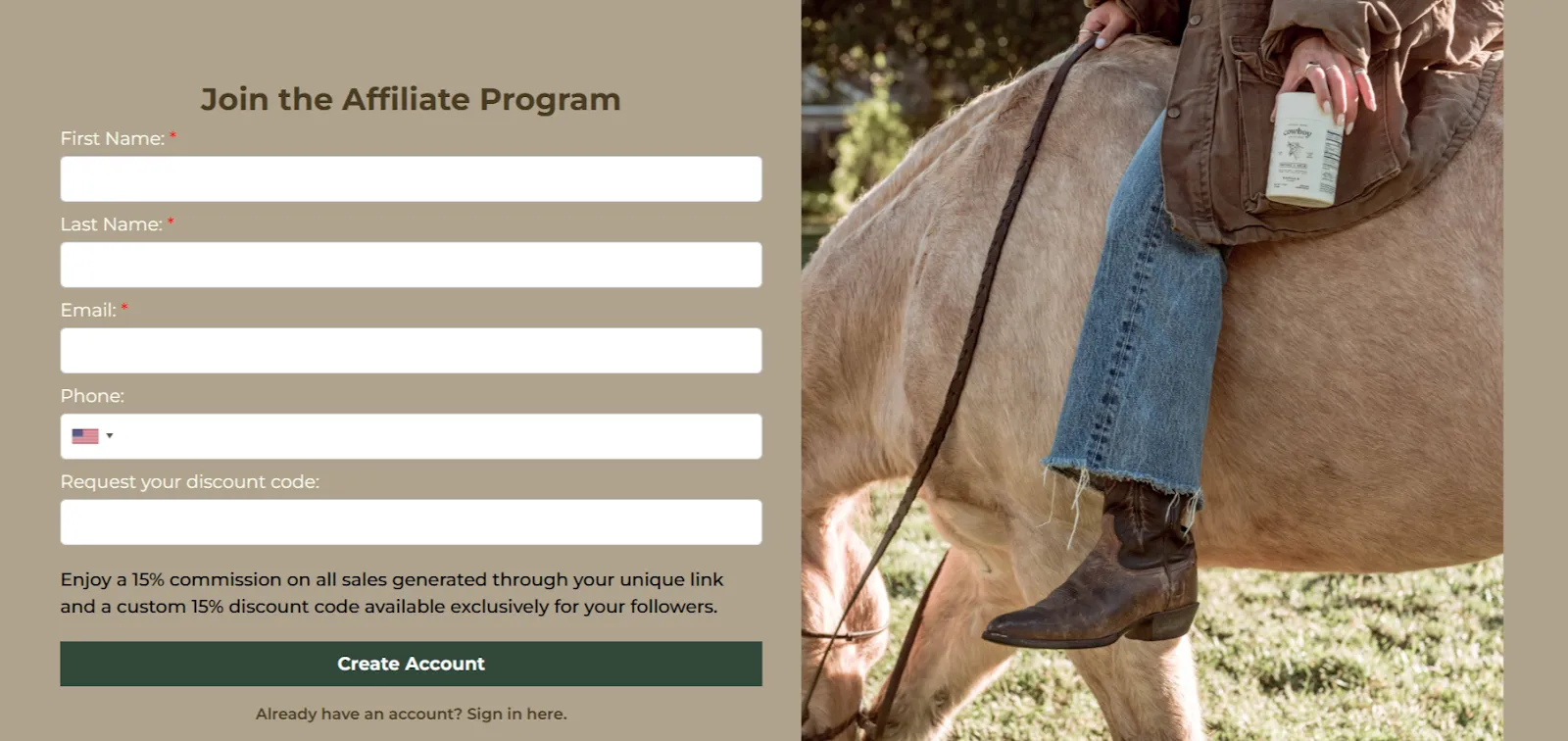 Cowboy Colostrum's referral program uses store credit to incentive new referrals