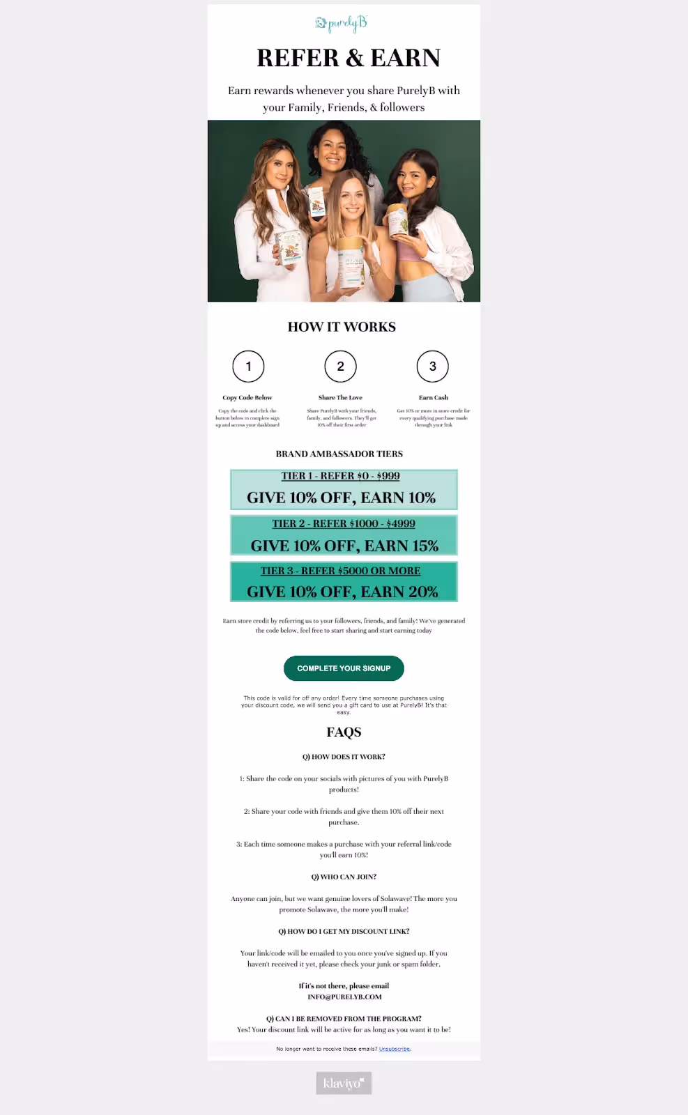 Example of tiered referral incentive