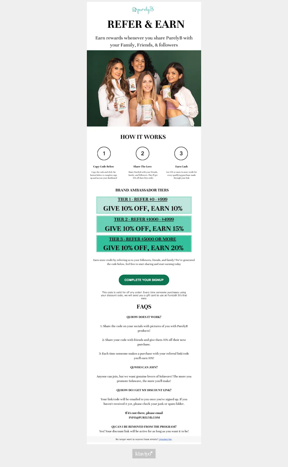 Example of tiered referral incentive