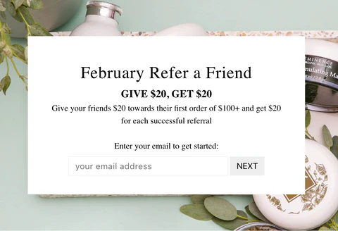 Give $20, get $20 incentive message