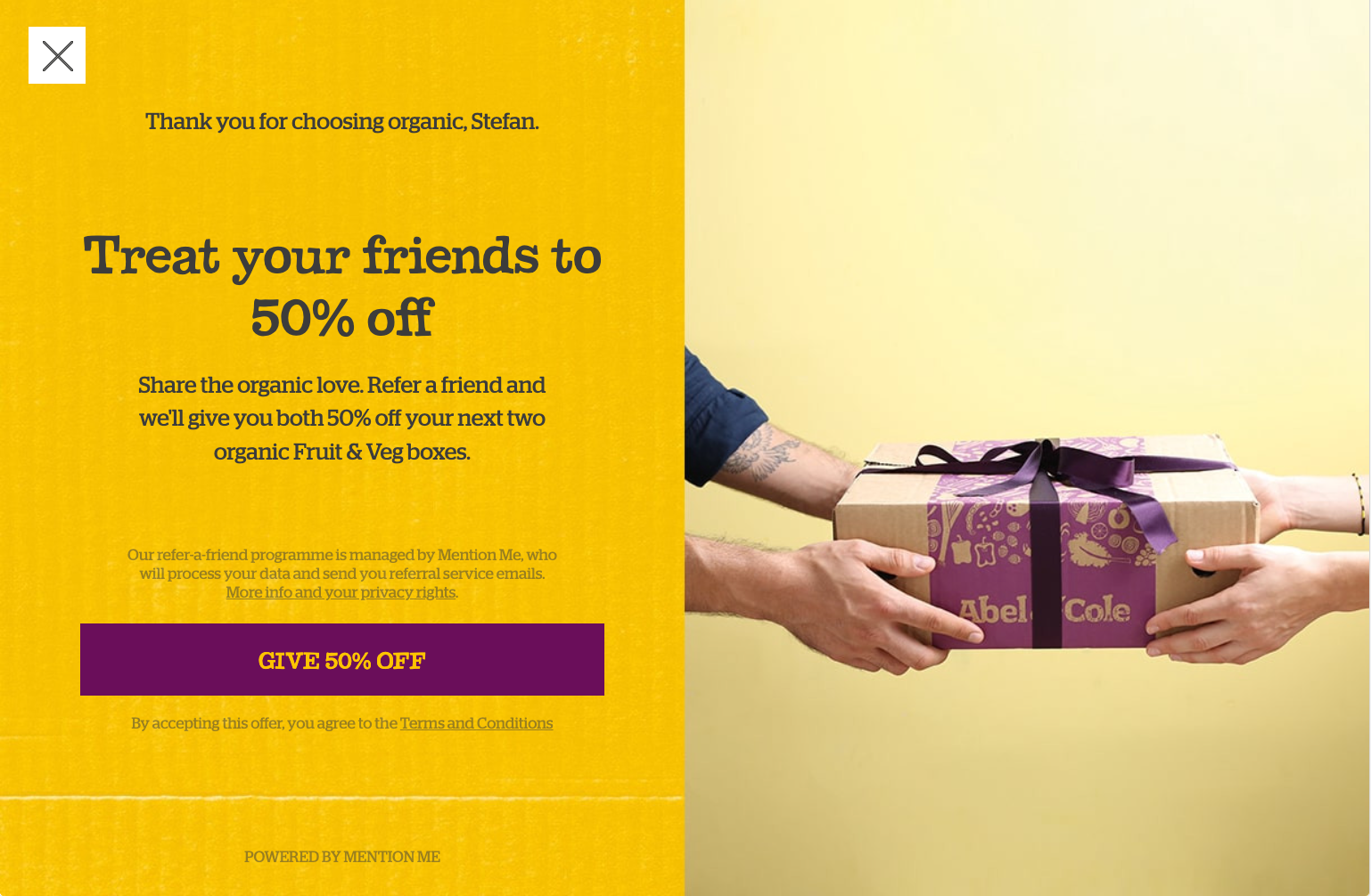 Example of compelling messaging to improve referral rate