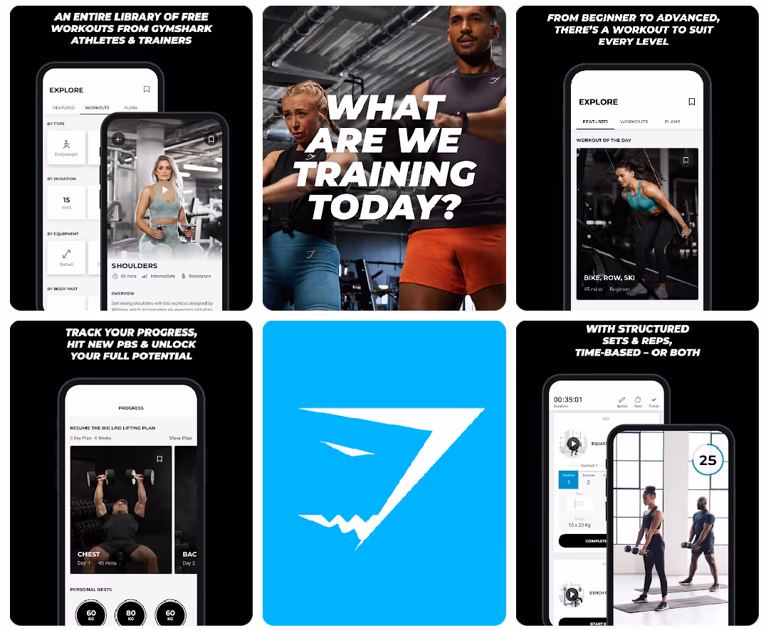 Gymshark workout tutorials and fitness content delivered through the brand’s training app