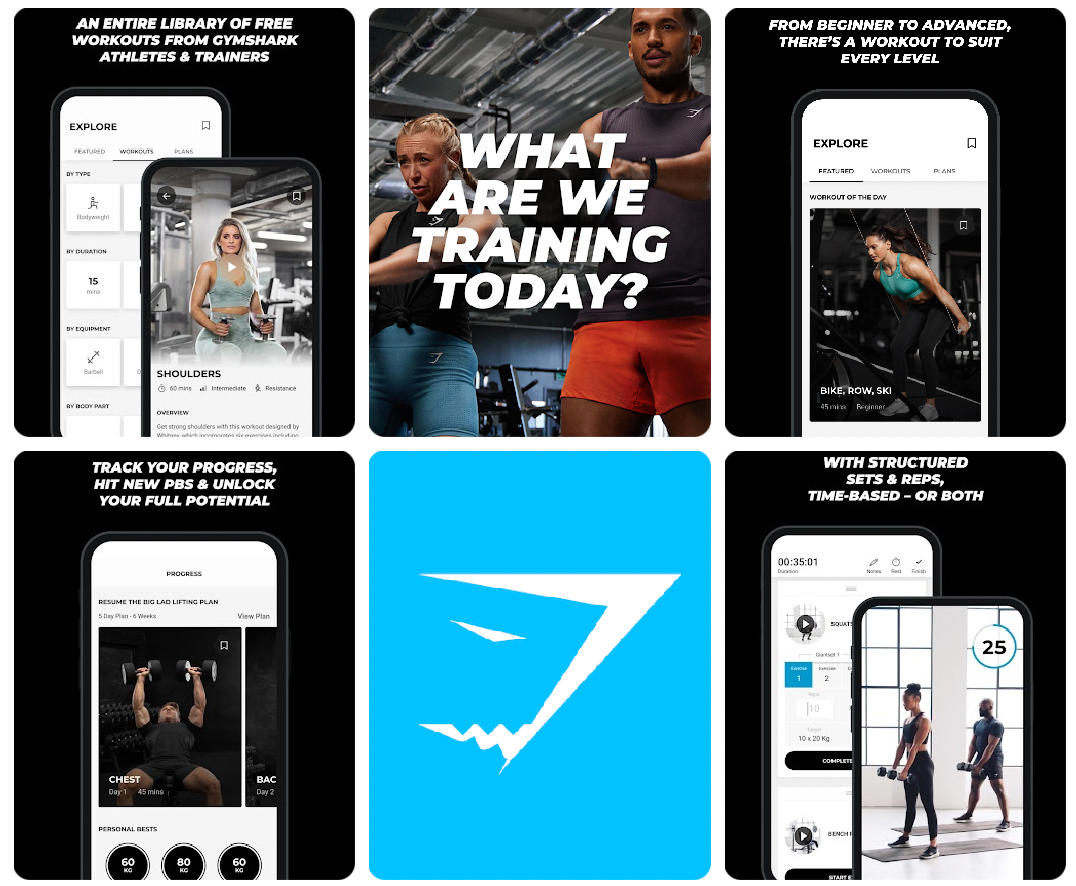 Gymshark workout tutorials and fitness content delivered through the brand’s training app