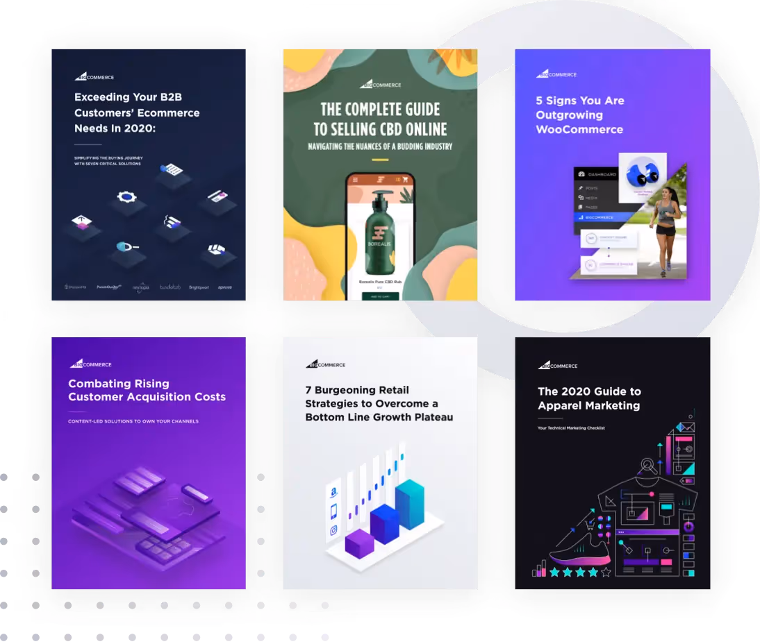 Collection of marketing ebooks and educational resources used as free content for lead generation