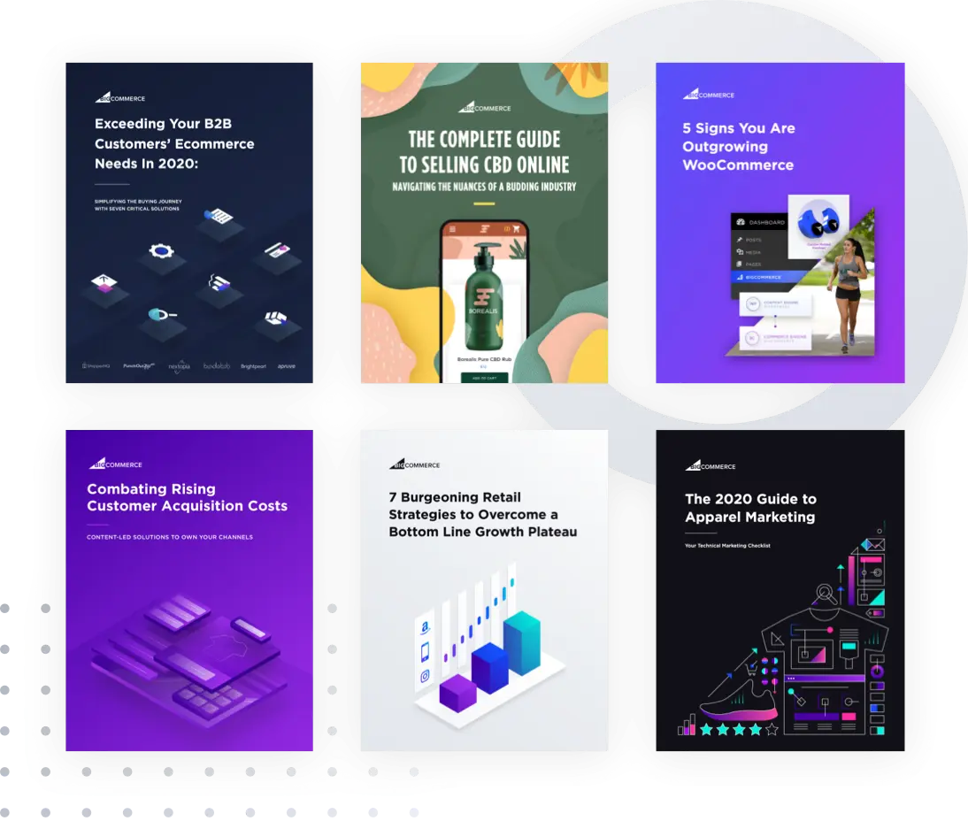Collection of marketing ebooks and educational resources used as free content for lead generation