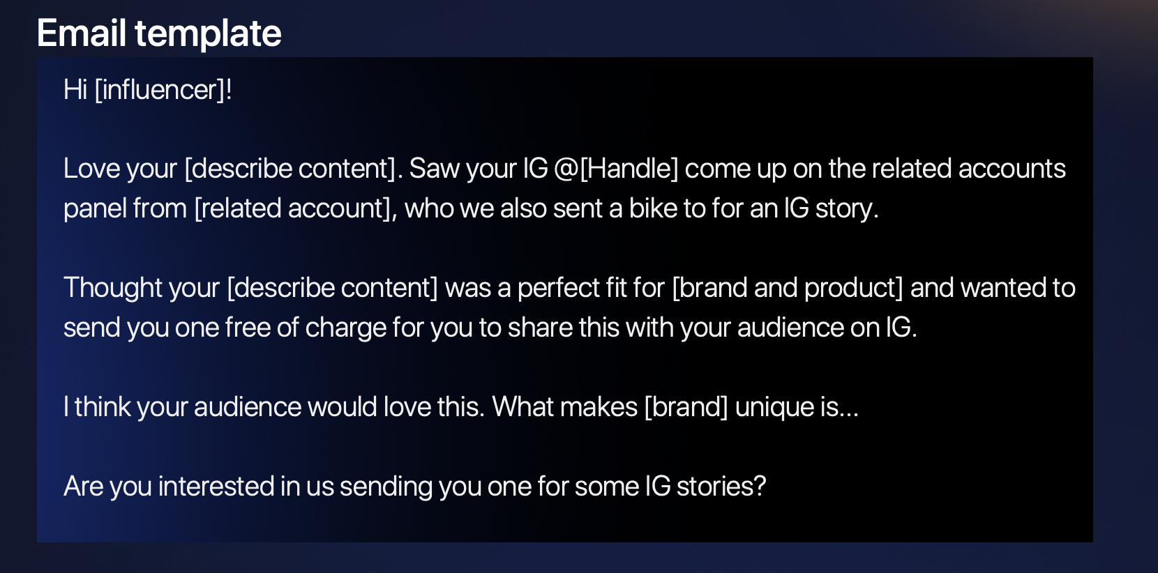 email template for influencer outreach