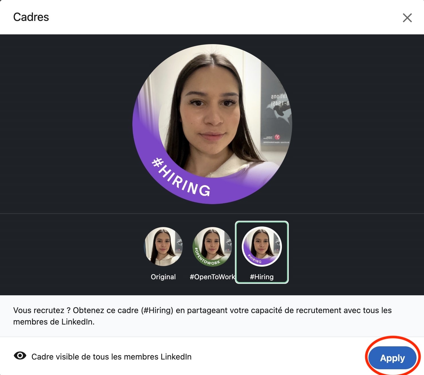 Hiring LinkdIn - validation du cadre