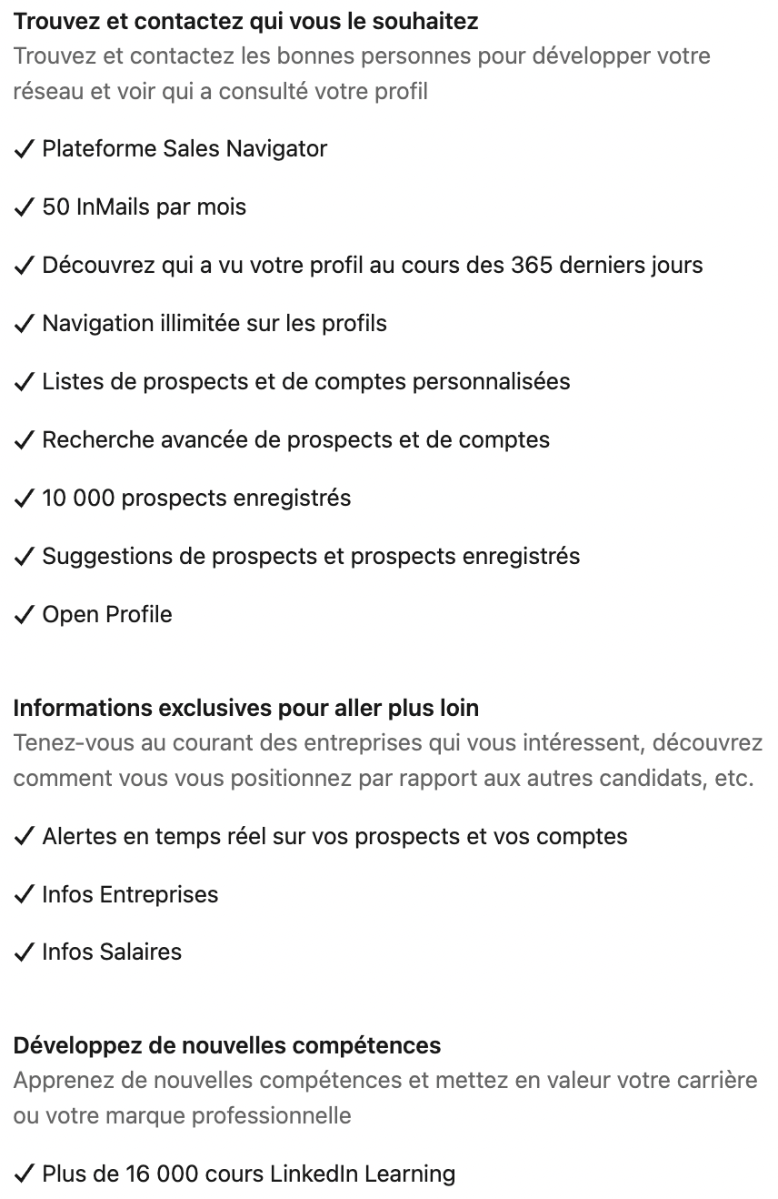 linkedin premium - sales navigator core