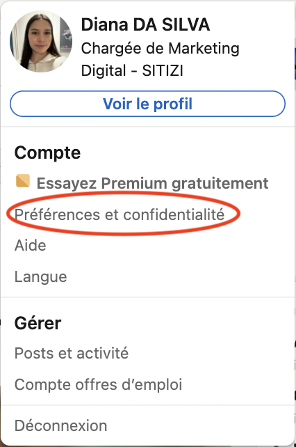 linkedin premium - préférences et confidentialités