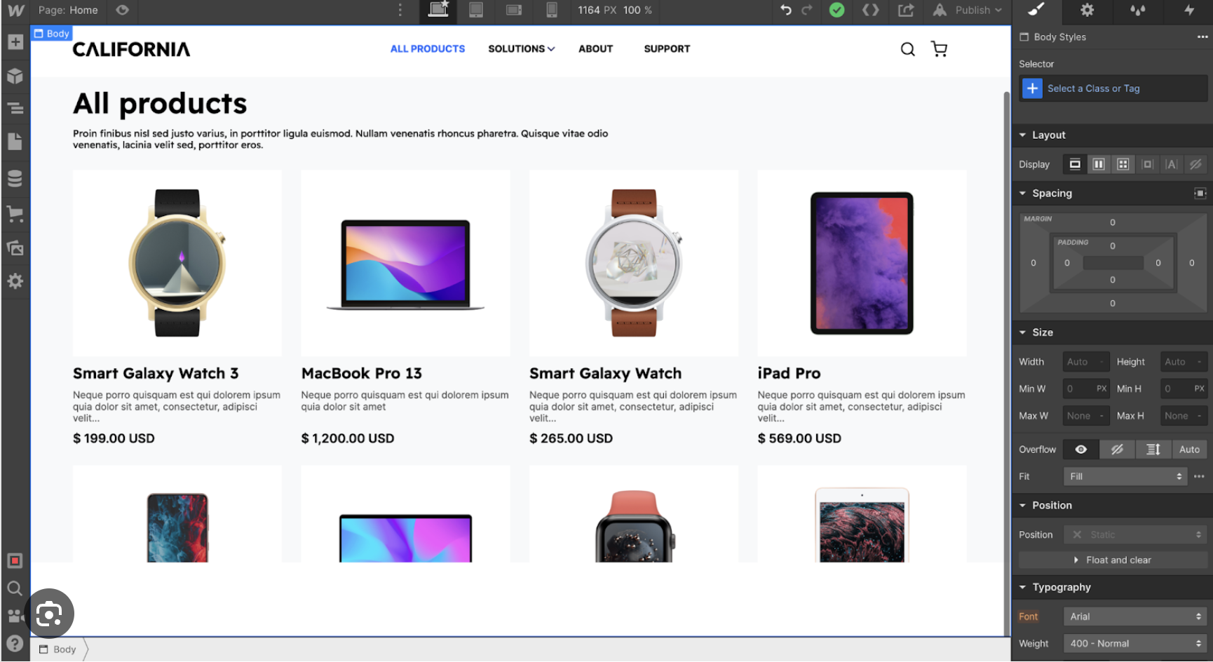 capture d'écran - webflow