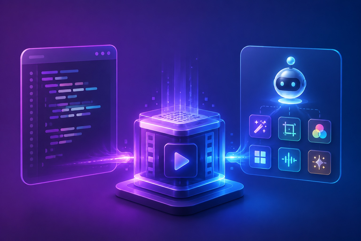 An API driven by application code alongside an MCP server driven by an AI agent over the same video pipeline