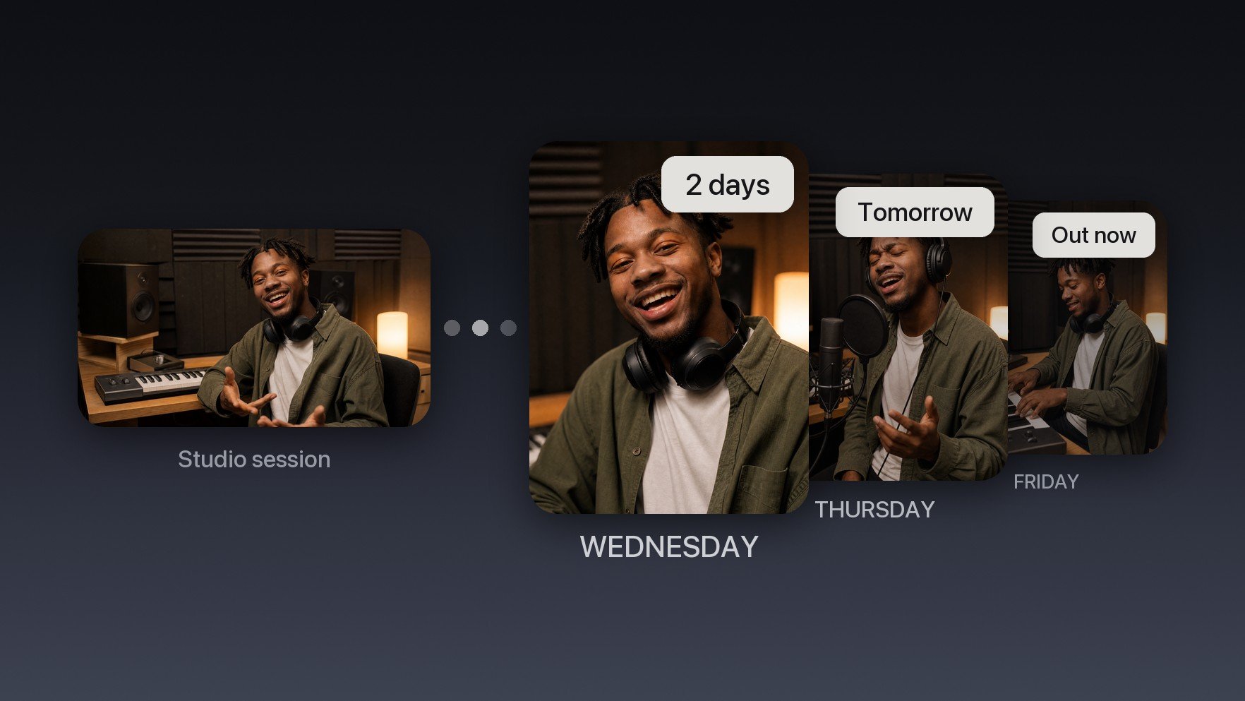 Count down to your release with studio session clips