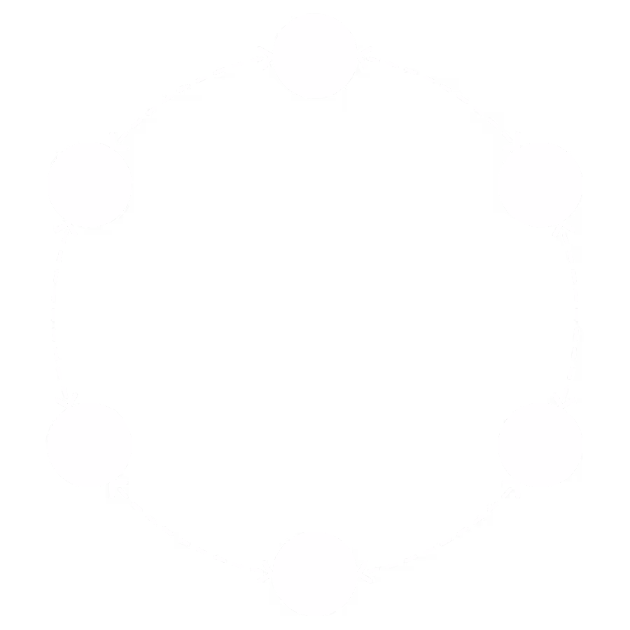 Person sitting at a desk working on a computer monitor, surrounded by circular workflow icons for captions, templates, cropping, and sharing.