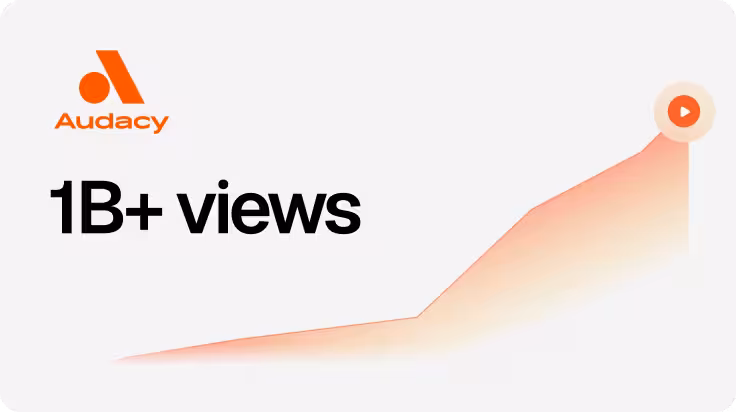 Audacy case study card showing 1B+ views growth chart